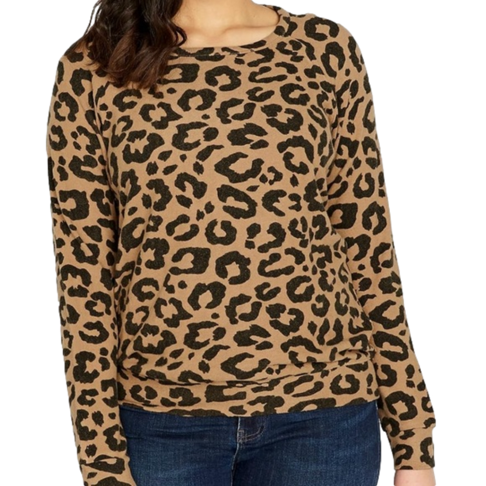 BUFFALO by David Bitton pullover crewneck leopard print sweater women’s medium